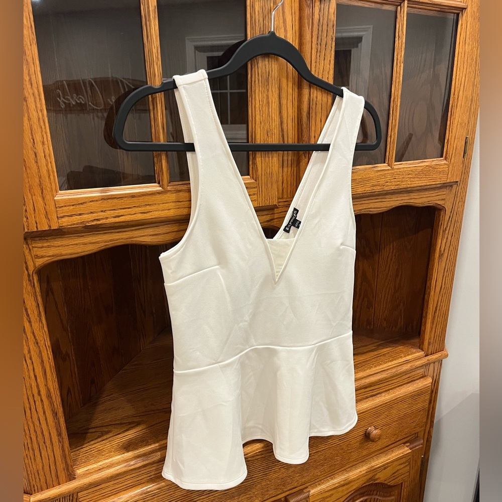 Ivory Peplum v neck tank